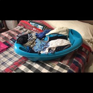 Baby boy clothes/bath.